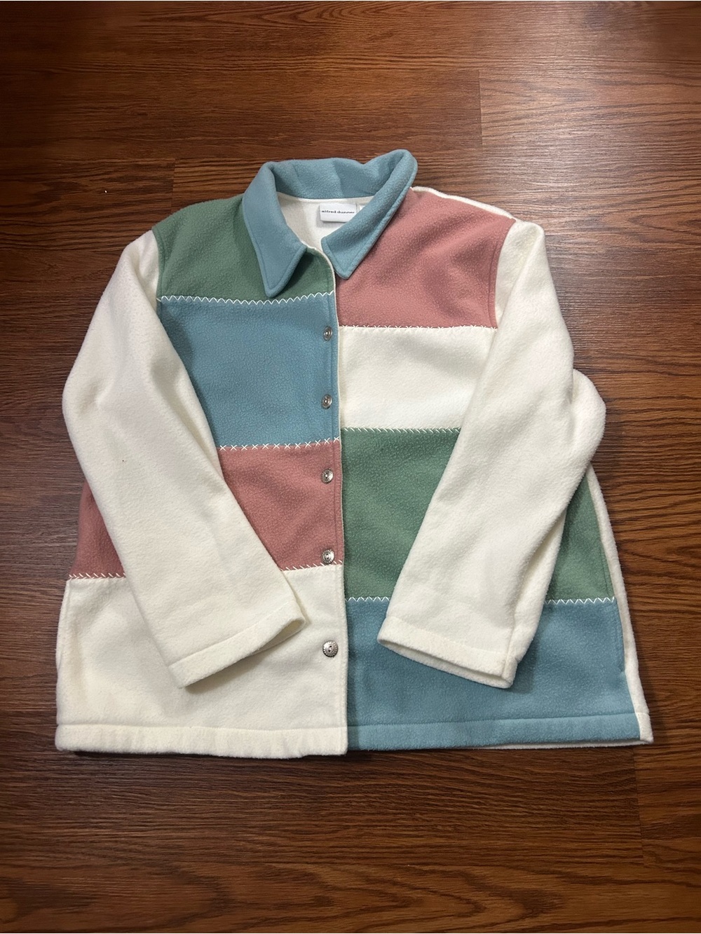 Women’s Colorblock Fleece Jacket - Cream, Blue, Green & Pink